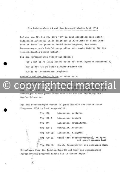 Presseinformationen 12. März 1959