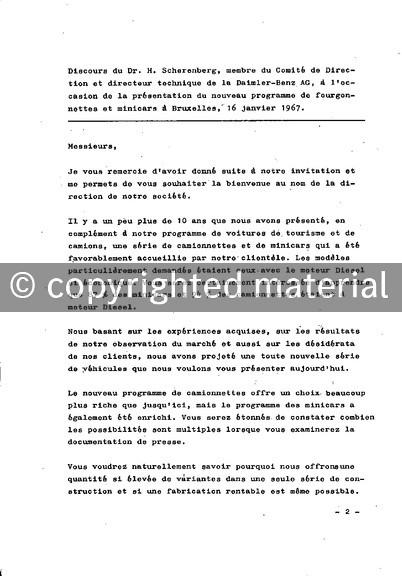 Presseinformationen 13. Januar 1967 (Französisch)