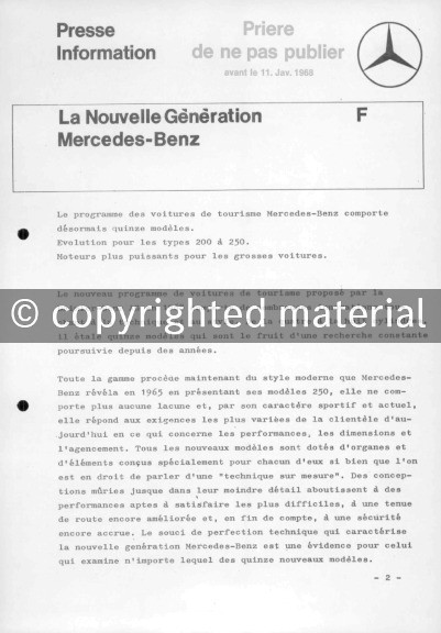 Presseinformationen 9. Januar 1968 (Französisch)