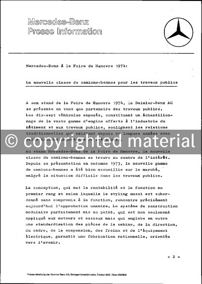 Presseinformationen April 1974 (Französisch)