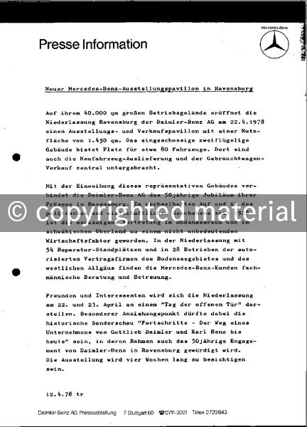 Presseinformationen 22. April 1978