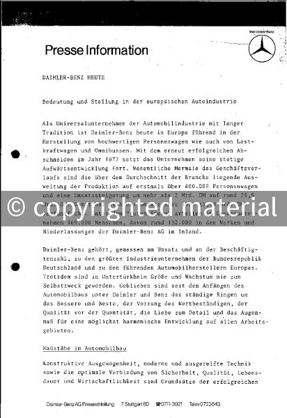 Presseinformationen 8. August 1978