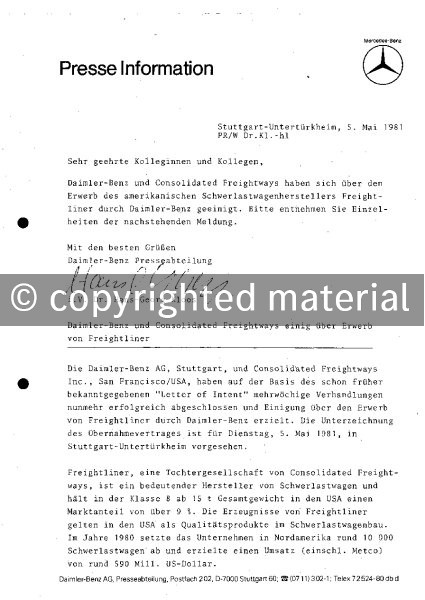 Presseinformationen 5. Mai 1981