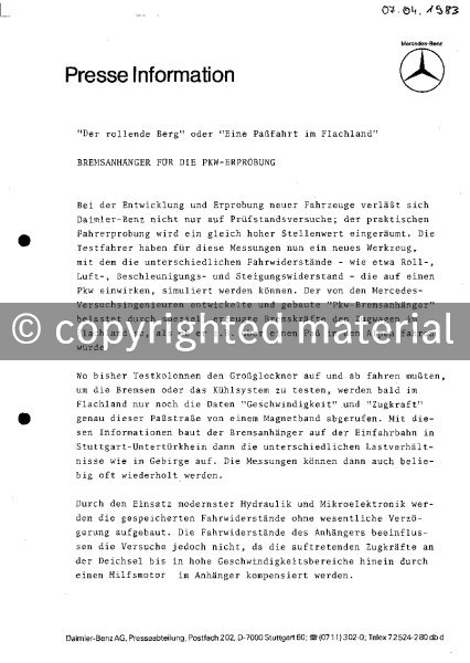 Presseinformationen 7. April 1983