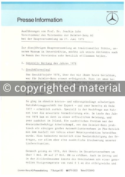 Presseinformationen 27. Juni 1979