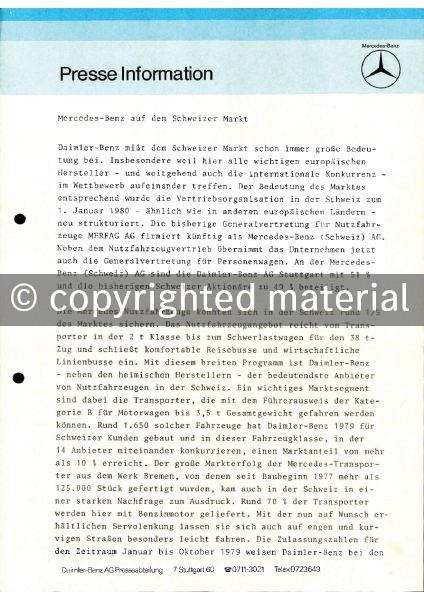 Presseinformationen 15. Januar 1980