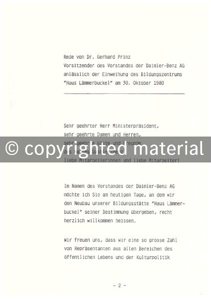 Presseinformationen 30. Oktober 1980