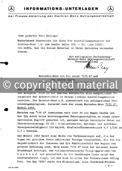 Presseinformation 6. März 1952