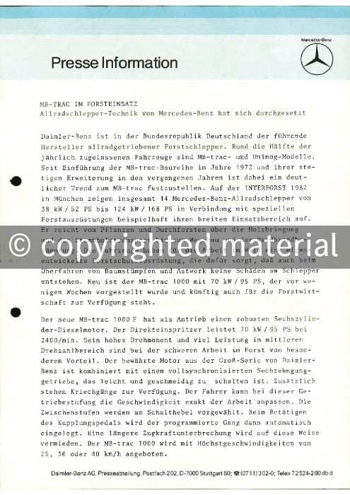 Presseinformationen Juni 1982