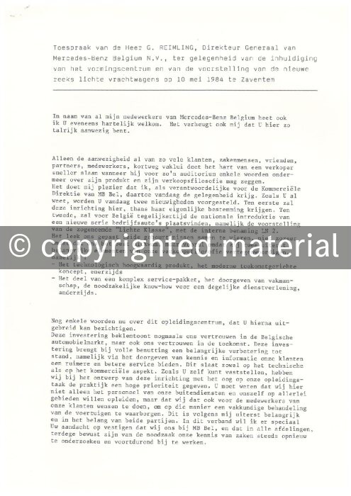 Presseinformationen Mai 1984 (Niederländisch)