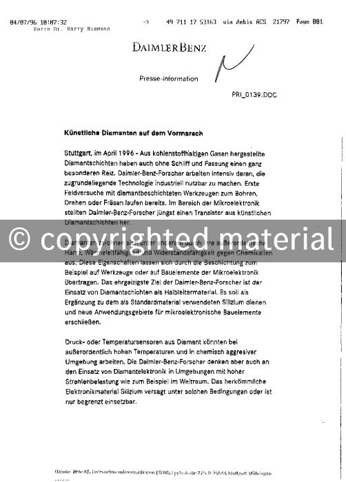 Presseinformationen 7. April 1996