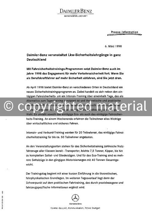 Presseinformationen 6. März 1998