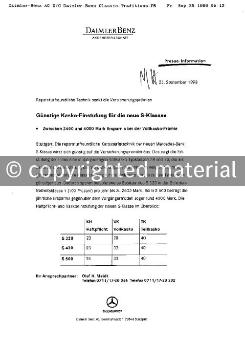 Presseinformationen 25. September 1998