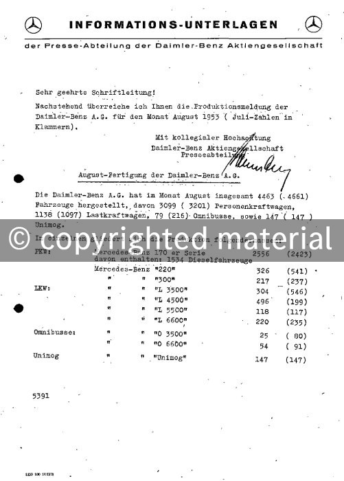 Presseinformationen 2. September 1953