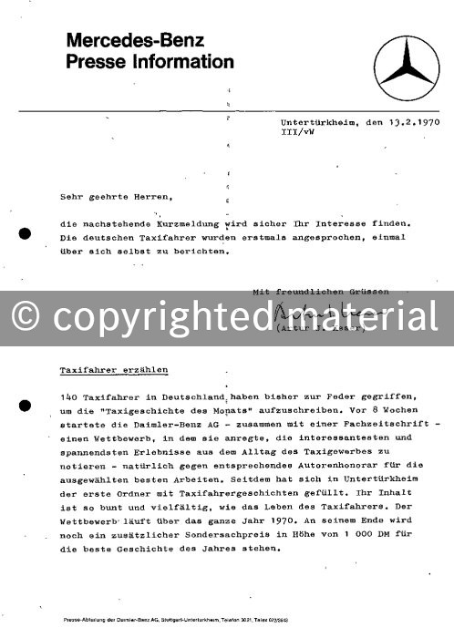 Presseinformation 13. Februar 1970