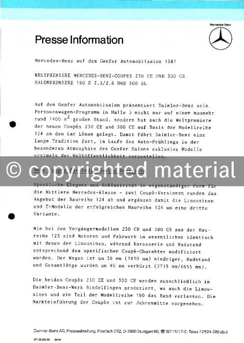 Presseinformationen März 1987