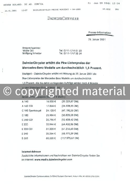 Presseinformationen 26. Januar 2001