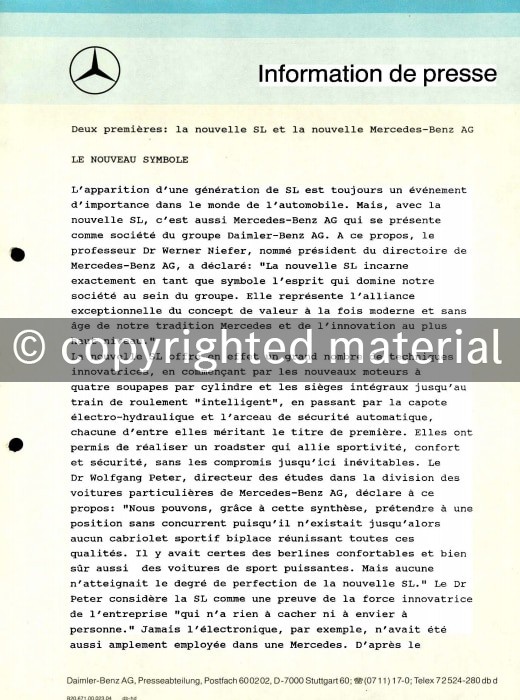 Presseinformationen Mai 1989 (Französisch)