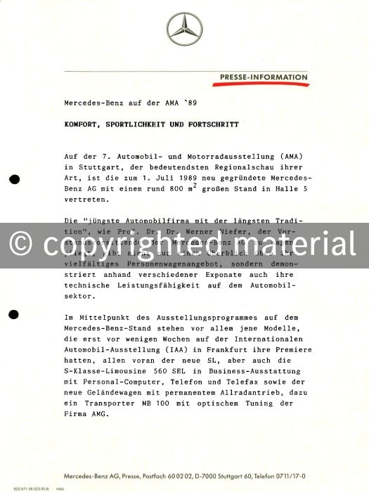 Presseinformationen 11. Oktober 1989