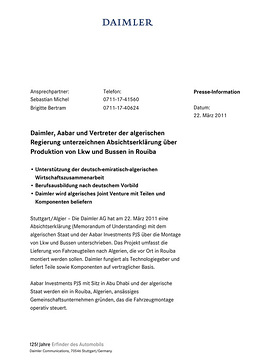Absichtserklärung zwischen Daimler AG & Aabar