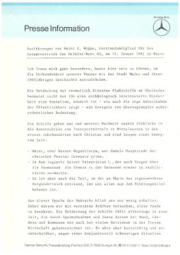 Presseinformationen 14. Januar 1982