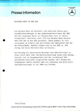 Presseinformationen März 1982