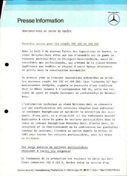 Presseinformationen 4. März 1982 (Französisch)