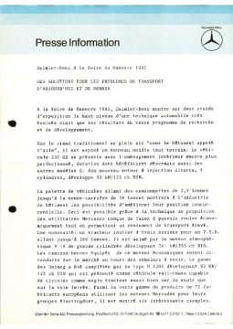 Presseinformationen 21. April 1982 (Französisch)