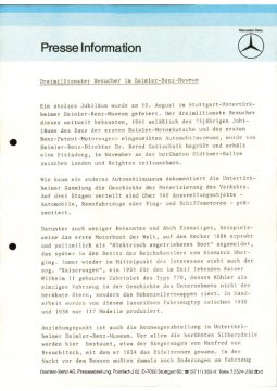 Presseinformationen 10. August 1982