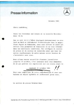 Presseinformationen 3. Oktober 1983 (Französisch)