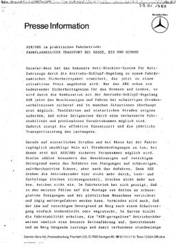 Presseinformationen 29. Januar 1987