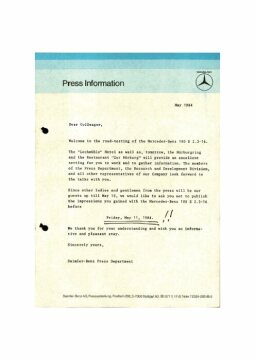 Press Information May 2, 1984
