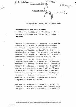 Presseinformationen 11. Dezember 1990