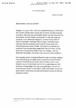 Presseinformationen 27. Januar 1996