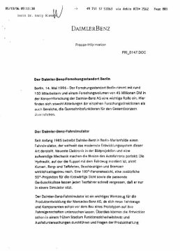 Presseinformationen 19. Mai 1996