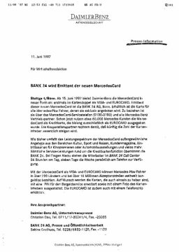 Presseinformationen 11. Juni 1997