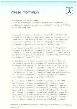 Presseinformationen 13. September 1984