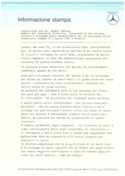 Presseinformationen 7. März 1985 (Italienisch)