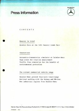 Presseinformationen  17. April 1985