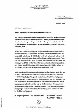 Presseinformationen 9. Februar 1998