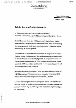 Presseinformationen 1. März 1998