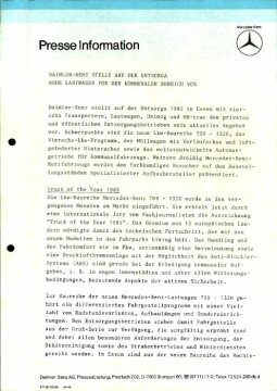 Presseinformationen Mai 1985