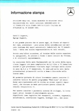 Presseinformationen 18. Juni 1985 (Italienisch)