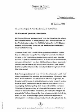 Presseinformationen 30. September 1998