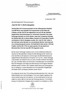 Presseinformationen 6. November 1998