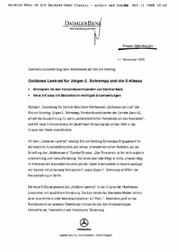 Presseinformationen 11. November 1998