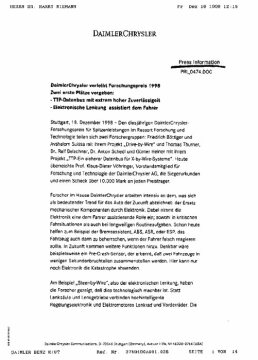 Presseinformationen 18. Dezember 1998