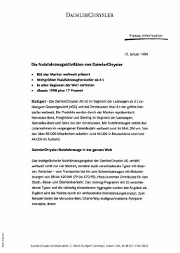 Presseinformationen 15. Januar 1999