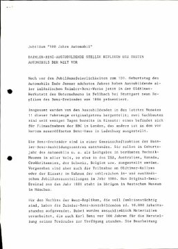 Presseinformationen Januar 1986