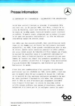 Presseinformationen 28. Januar 1986 (Französisch)